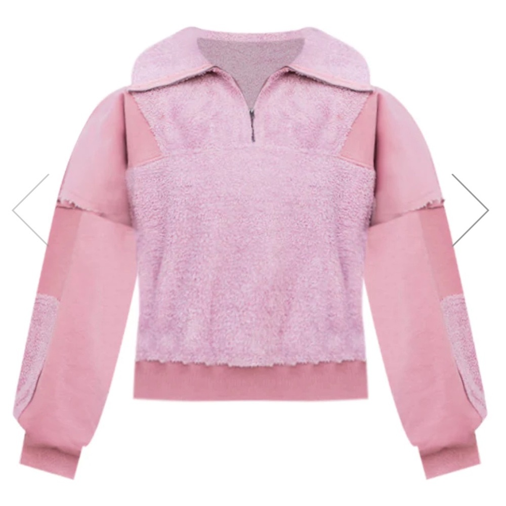 MAUVE FUZZY QUARTER ZIP PULLOVER